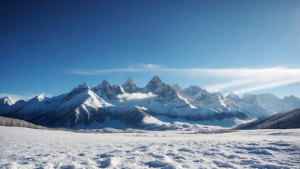 snow covered mountains in winter