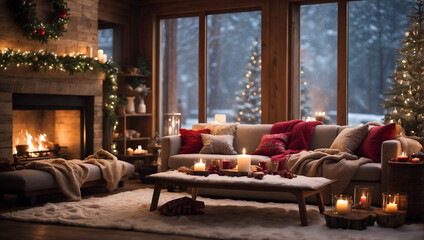 fireplace with christmas decorations