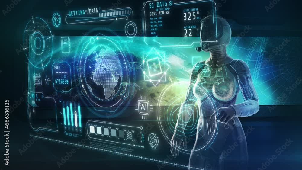 Sticker working with the virtual panel on the spacecraft. 3d render