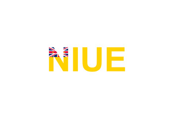 Letters Niue in the style of the country flag. Niue word in national flag style.