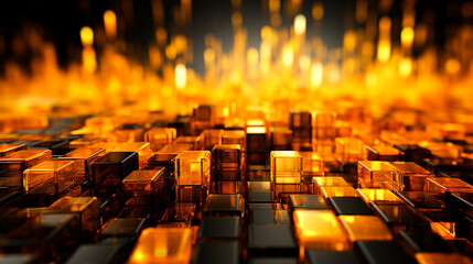 Obraz premium Abstract blurred bokeh effect with shimmering cybernetic patterns and modern tech aesthetics Generated by AI