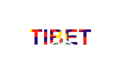 Letters Tibet in the style of the country flag. Tibet word in national flag style.