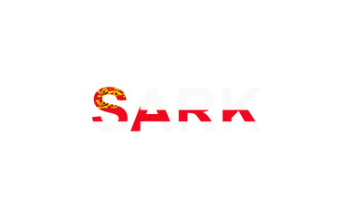 Letters Sark in the style of the country flag. Sark word in national flag style.