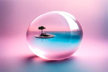 Transparent a waterball set with pink and blue colour  - obrazy, fototapety, plakaty