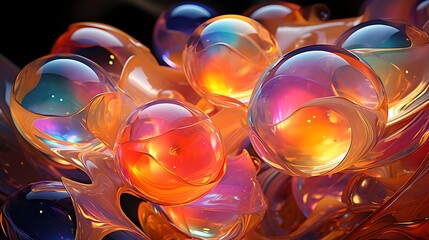 Abstract Glass Spheres with Colorful Reflections