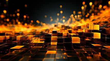 Obraz premium Abstract blurred bokeh effect with shimmering cybernetic patterns and modern tech aesthetics Generated by AI