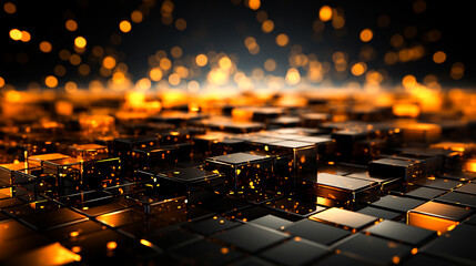 Abstract blurred bokeh effect with shimmering cybernetic patterns and modern tech aesthetics Generated by AI