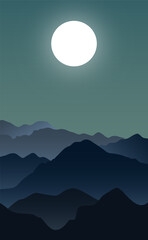 Pantalla de cielo nocturno oscuro ilustrado con luna llena - obrazy, fototapety, plakaty