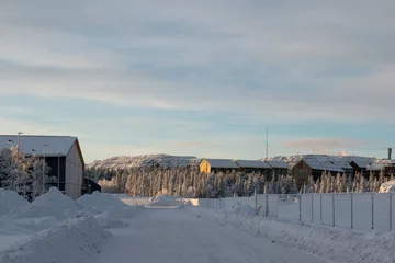 Gordijnen KIRUNA, SWEDEN - NOVEMBER 13: 2023 Swedish mining city Kiruna in northern Scandinavia within the arctic circle. © Adam
