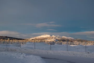Outdoor kussens KIRUNA, SWEDEN - NOVEMBER 13: 2023 Swedish mining city Kiruna in northern Scandinavia within the arctic circle. © Adam