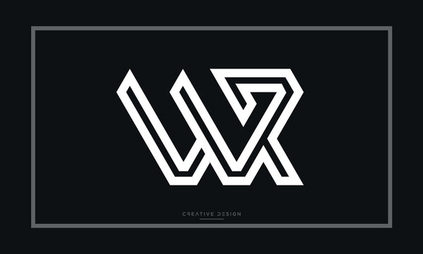 WR or RW Alphabet letters logo monogram