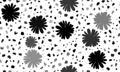 Abstract seamless pattern with chamomile flowers. Creative leopard backdrop. Illustration on transparent background