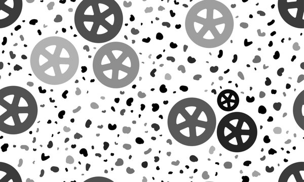 Abstract seamless pattern with car wheel symbols. Creative leopard backdrop. Vector illustration on white background