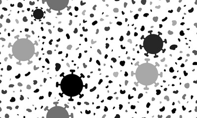 Abstract seamless pattern with coronavirus symbols. Creative leopard backdrop. Illustration on transparent background