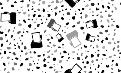 Abstract seamless pattern with desktop symbols. Creative leopard backdrop. Illustration on transparent background
