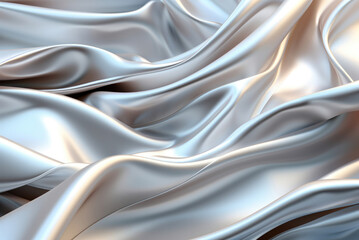 Abstract silver textile silk fabric. Soft light background