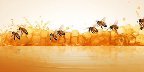Hive Harmony Unveiled: Bee's Culinary Ballet with Fresh Honey Melts and Cascading Honeycomb Magic generative AI