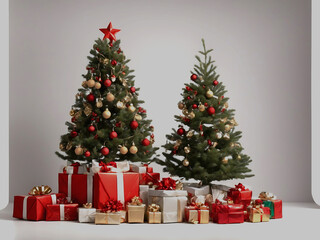 Fototapeta na wymiar Christmas tree set of trees isolated on white