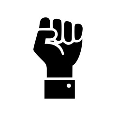 Raised fist icon symbol of victory, strength and solidarity. Empower, courage, strong, power concept. Human hand up in the air. Vector illustration