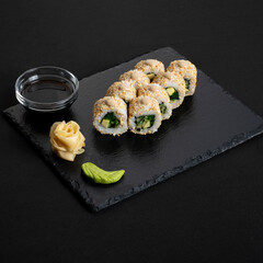 Vegetarian sushi. Japanese food. Japanese snack. Vegetarian food.