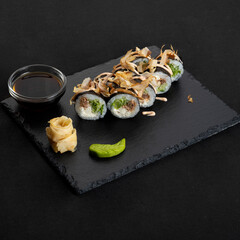 Sushi with eel. Japanese food. Japanese snack.