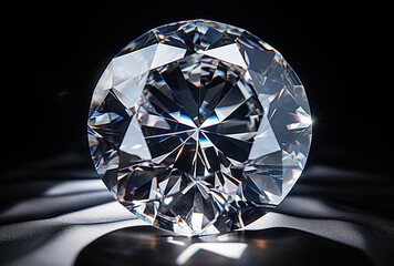 Diamond in the Rough: Close-up of a clear and shining diamond among dark and rough stones - obrazy, fototapety, plakaty