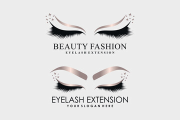 Eyelash extension icon set logo design vector for beauty salon with creative idea