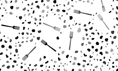 Abstract seamless pattern with forks. Creative leopard backdrop. Vector illustration on white background