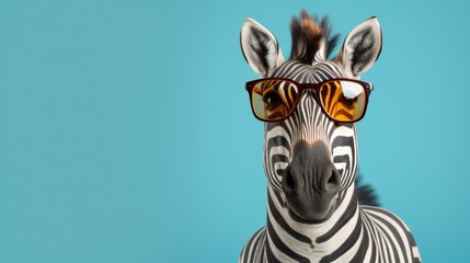 studio portrait of zebra with glasses, isolated on clean background,accessories business concept