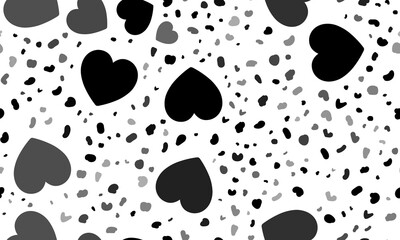 Abstract seamless pattern with hearts. Creative leopard backdrop. Illustration on transparent background