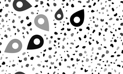 Abstract seamless pattern with location symbols. Creative leopard backdrop. Vector illustration on white background