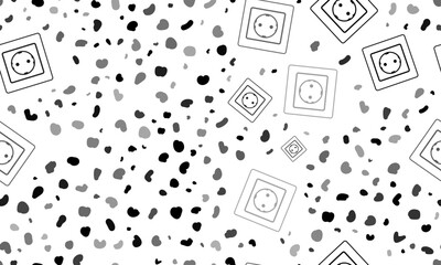 Abstract seamless pattern with power socket symbols. Creative leopard backdrop. Vector illustration on white background