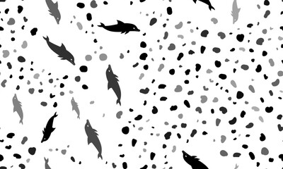 Abstract seamless pattern with dolphin symbols. Creative leopard backdrop. Vector illustration on white background