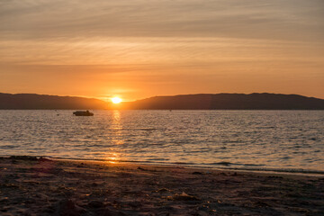 Sunset on the beach. Paracas, Peru.
