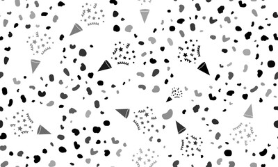 Abstract seamless pattern with exploding party poppers. Creative leopard backdrop. Vector illustration on white background