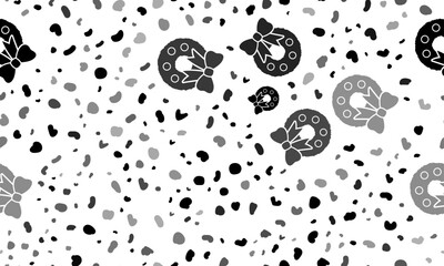 Abstract seamless pattern with christmas wreath symbols. Creative leopard backdrop. Vector illustration on white background