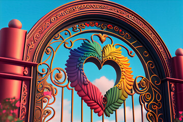 Rnbow gates of heaven in heaven. Pride concept,