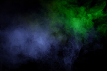 Red and green steam on a black background.