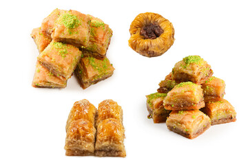 Tasty baklava isolated on white background.