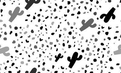 Abstract seamless pattern with cactus symbols. Creative leopard backdrop. Illustration on transparent background