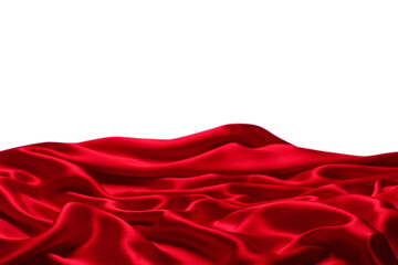 Red silk or satin luxury fabric texture isolated on a white background.