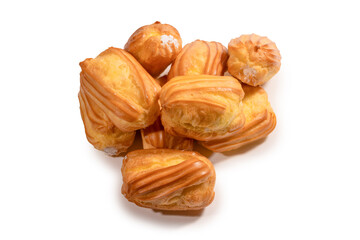 Sweet eclairs isolated on a white background.