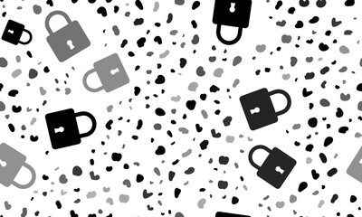 Abstract seamless pattern with padlock symbols. Creative leopard backdrop. Illustration on transparent background