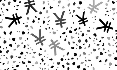 Abstract seamless pattern with yuan symbols. Creative leopard backdrop. Illustration on transparent background