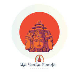 Amarkantak Shri Yantra Temple - Madhya Pradesh - Stock Illustration