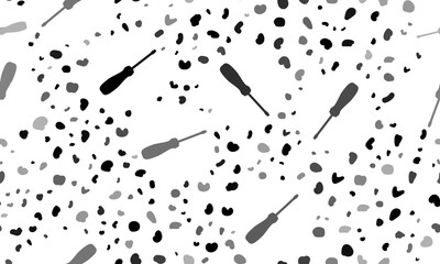 Abstract seamless pattern with screwdriver symbols. Creative leopard backdrop. Illustration on transparent background