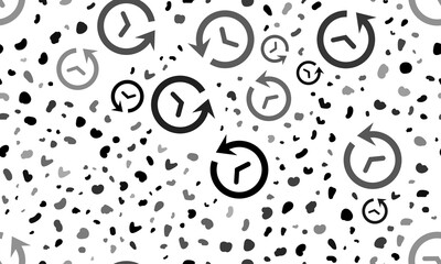 Abstract seamless pattern with time back symbols. Creative leopard backdrop. Illustration on transparent background