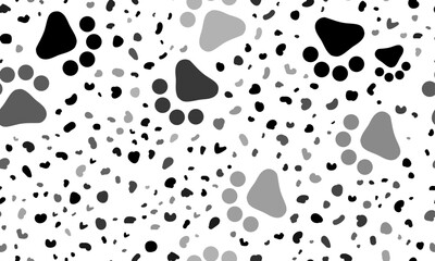 Abstract seamless pattern with pet symbols. Creative leopard backdrop. Vector illustration on white background