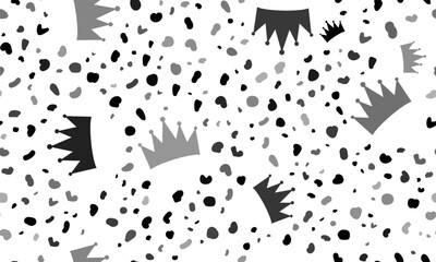 Abstract seamless pattern with crown symbols. Creative leopard backdrop. Vector illustration on white background