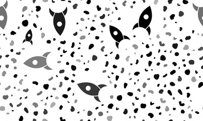 Abstract seamless pattern with rocket symbols. Creative leopard backdrop. Illustration on transparent background